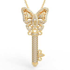 Butterfly Diamond Key Pendant Necklace PD-PV-RO-AN-0015