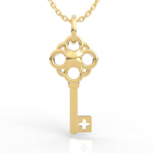 Clover Hollow Key Charm Necklace PD-NP-NG-FL-0002