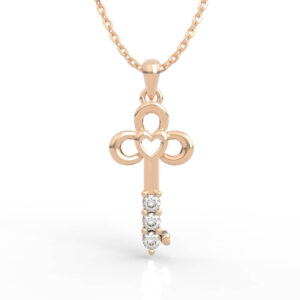 Dainty Heart Diamond Key Pendant Necklace PD-SP-RO-HS-0024