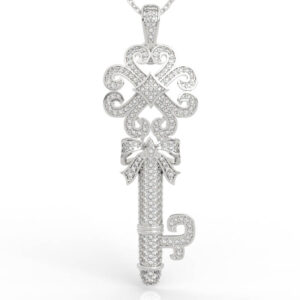 Diamond Bow Key Pendant Necklace PD-PV-RO-FS-0072