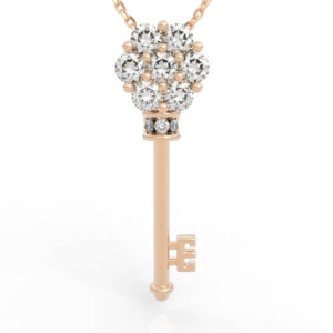 Diamond Cluster Key Pendant Necklace PD-SP-RO-FS-0088