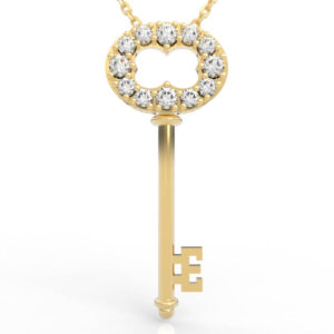 Diamond Halo Round Key Pendant Necklace PD-SP-RO-FS-0085