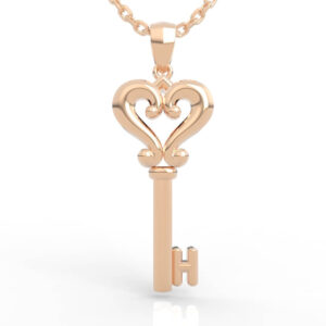 Filigree Hollow Heart Key Charm Necklace PD-NP-NG-HS-0013