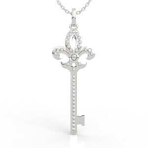 Fleur de Lis Diamond Key Pendant Necklace 3D Model PD-PV-RO-FL-0042