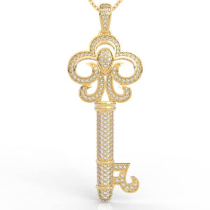 Fleur de Lis Diamond Key Pendant Necklace PD-PV-RO-FL-0038