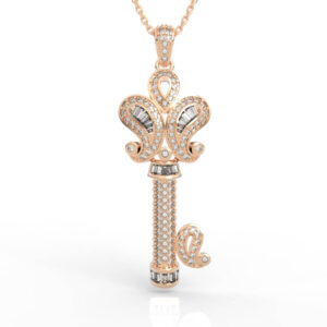 Fleur de Lis Diamond Key Pendant Necklace PD-PV-RO-FL-0040