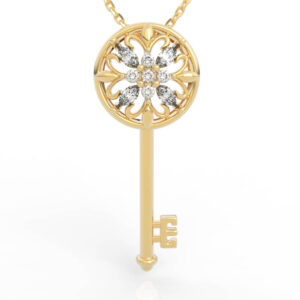 Fleur de Lis Key Pendant Necklace Diamond PD-SP-MQ-FL-0003