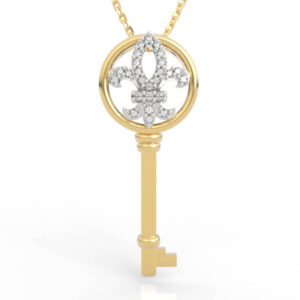 Fleur de lis diamond key pendant 3d model PD-SP-RO-FL-0044