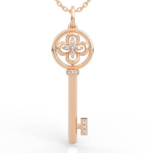 Floral Circle Key Necklace Diamond PD-SP-RO-FL-0034