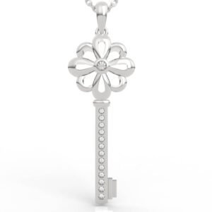 Flower Key Pendant Necklace Diamond PD-SP-RO-FL-0041