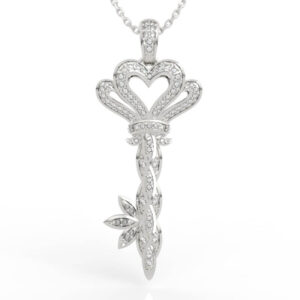 Full Diamond Crown Heart Magic Key Pendant PD-PV-RO-HS-0016
