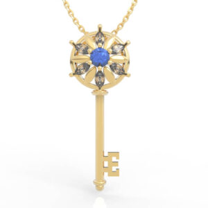 Gem Diamond Marquise Key Pendant Necklace PD-SP-MQ-FL-0002