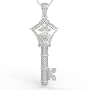 Gothic Crown Diamond Key Pendant Necklace Iced Out PD-PV-RO-FS-0071