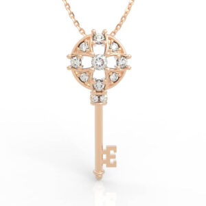 Gothic Key Pendant Round Diamond Necklace PD-SP-RO-FS-0087