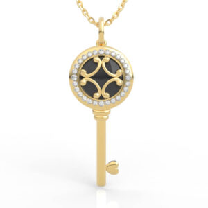 Halo diamond key pendant necklace turquoise 3d model PD-SP-RO-FS-0094