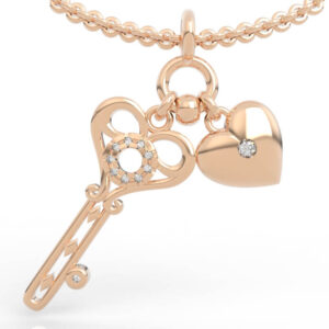 Heart Key Diamond Pendant Necklace PD-SP-RO-HS-0025