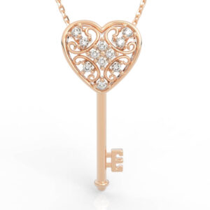 Heart Key Pendant Necklace Diamond PD-SP-RO-HS-0027
