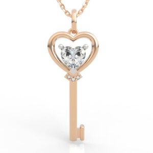 Heart cut gemstone love key charm necklace model PD-SP-RO-HS-0032