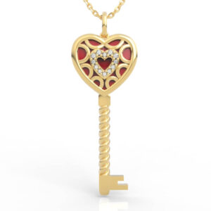 Heart diamond key pendant necklace gemstone 3d model PD-SP-RO-HS-0033