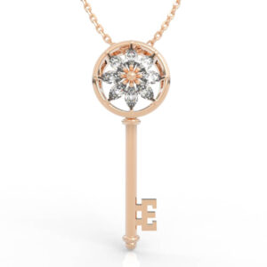 Marquise Diamond Flower Key Pendant Necklace PD-SP-MQ-FL-0001