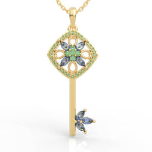 Marquise Gem Diamond Key Pendant Necklace PD-PV-MQ-FL-0002