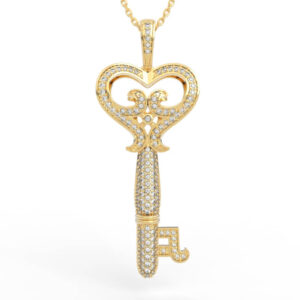 Open Heart Diamond Key Pendant Necklace PD-PV-RO-HS-0015