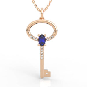 Oval cut gemstone key charm pendant 3d model PD-SP-OV-FS-0001