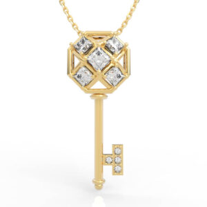 Princess Cut Diamond Key Pendant Necklace PD-SP-PR-FL-0001