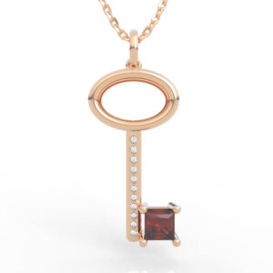 Princess cut diamond key pendant necklace model PD-SP-PR-FS-0001