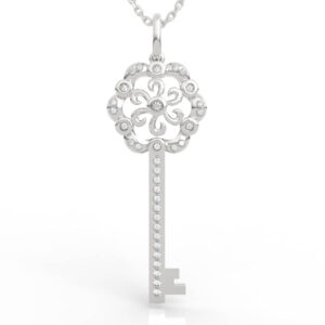 Vintage Filigree Key Pendant Necklace 3D Model PD-PV-RO-FL-0045