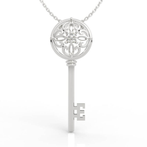 Filigree Key Stunning Vintage Filigree Key Pendant Necklace Diamond