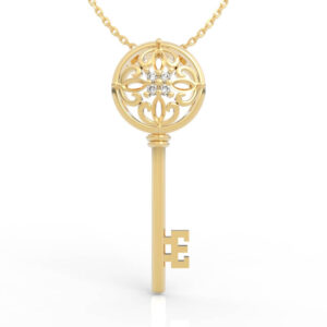 Vintage Filigree Key Pendant Necklace Diamond PD-SP-RO-FS-0086
