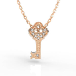 Vintage Skeleton Key Diamond Charm Necklace Women PD-SP-RO-FL-0033