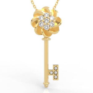 3D Swirl Rose Flower Key Pendant Necklace PD-SP-RO-FL-0048