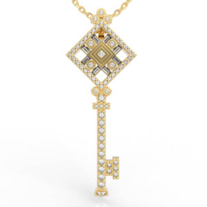 Art Deco Diamond Key Pendant Necklace 3D Model PD-PV-PR-FS-0002