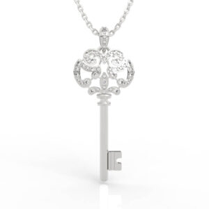 Art Nouveau Rosette Window Key Pendant Necklace PD-PV-RO-FS-0079