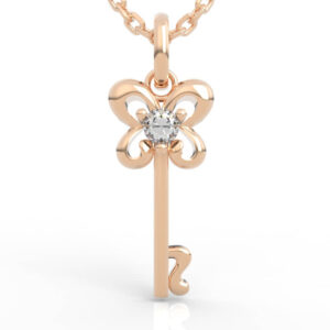 Butterfly Diamond Key Pendant Necklace 3D Model PD-SP-RO-AN-0010