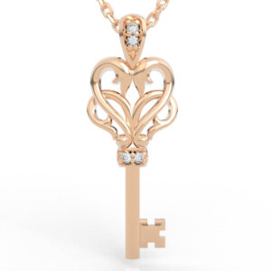 Butterfly Heart Key Pendant Necklace Model PD-SP-RO-HS-0046
