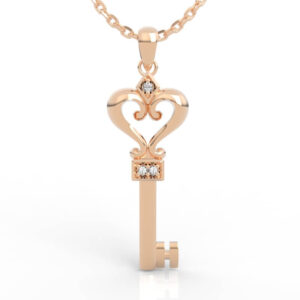 Filigree Heart Key Charm Necklace 3D Model PD-SP-RO-HS-0041