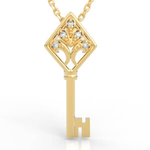 Fleur de Lis Diamond Key Pendant Necklace PD-SP-RO-FL-0053