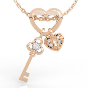 Heart Key Lock Pendant Set Necklace Model PD-SP-RO-HS-0044