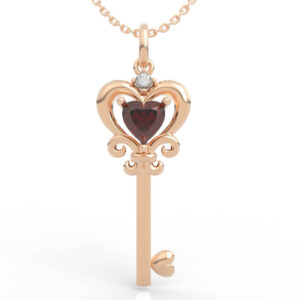 Heart Key Pendant Necklace 1CT Diamond PD-SP-RO-HS-0035
