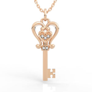 Heart in Heart Diamond Key Pendant Necklace PD-SP-RO-HS-0043