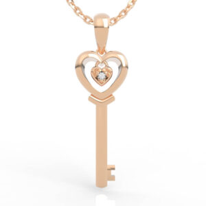 Heart in Heart Key Charm Necklace Model PD-SP-RO-HS-0049