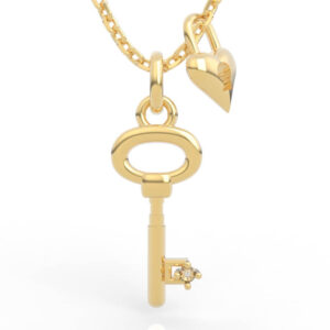 Key and Heart Lock Charm Necklace PD-SP-RO-HS-0039
