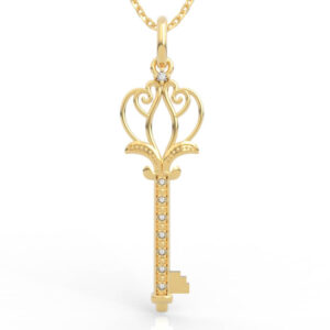 Lotus Crown Key Pendant Necklace 3D Model PD-SP-RO-FL-0049