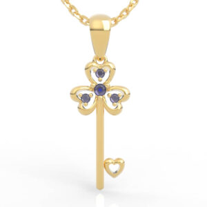 Lucky Clover Heart Key Diamond Pendant Model PD-SP-RO-FL-0057