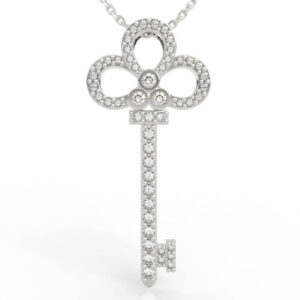 Lucky Clover Key Diamond Necklace 3D Model PD-PV-RO-FL-0050