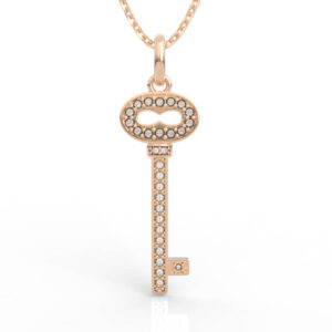 Minimalist Keyhole Full Diamond Key Pendant Necklace PD-PV-RO-FS-0081