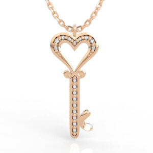 Open Heart Key Charm Necklace 3D Model PD-PV-RO-HS-0023